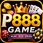 P888 Game Pakistan 2026 featuring the P888 logo, gaming cards, dice, coins, and casino-style design.