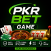 PKRBet Game online casino graphic featuring cards, roulette, slots and gaming features.